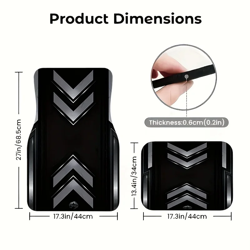 4pcs Black And Gray Mecha Style Car Floor Mats - Durable, Non-Slip, Stylish Design For Most Vehicles, Perfect For Road Trips And