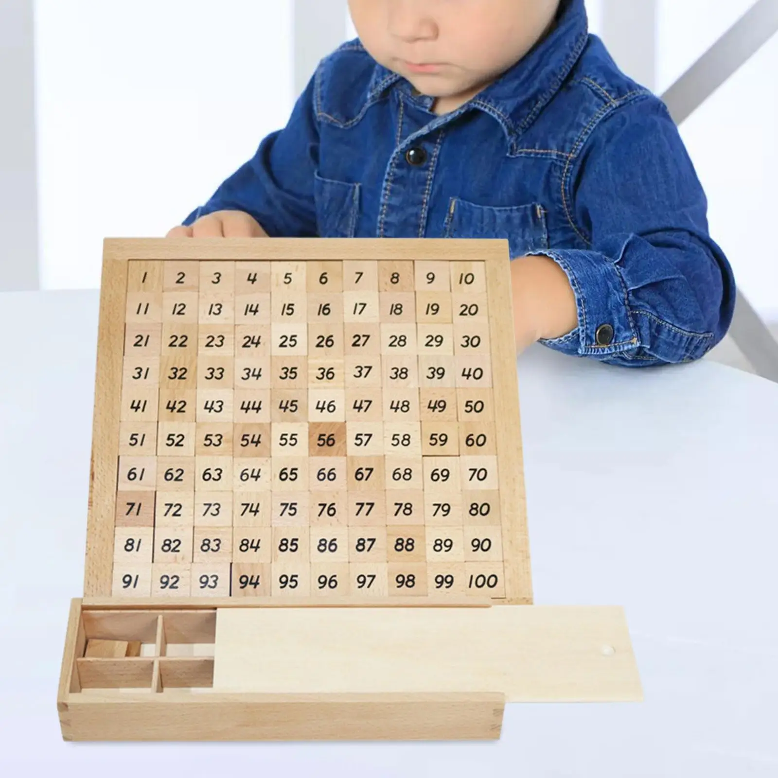 Wooden Math Board Toy 1-100 Numbers Wooden Toy Hundred Board for Girls Boys