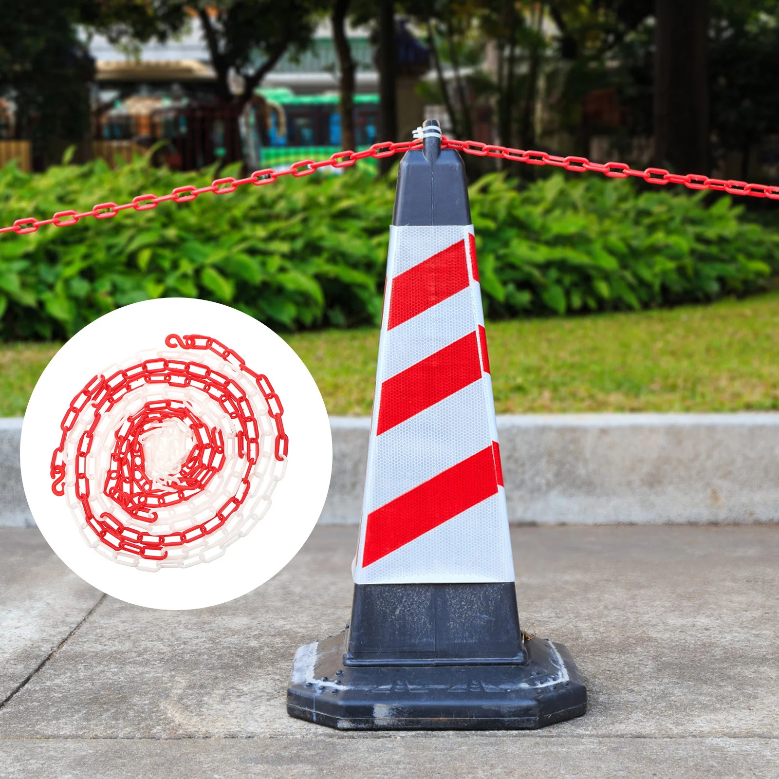 5M All Weather Plastic Crowd Control Chain for Safety Barriers Construction Sites Fade Resistant Non Rusty Security Chain Links