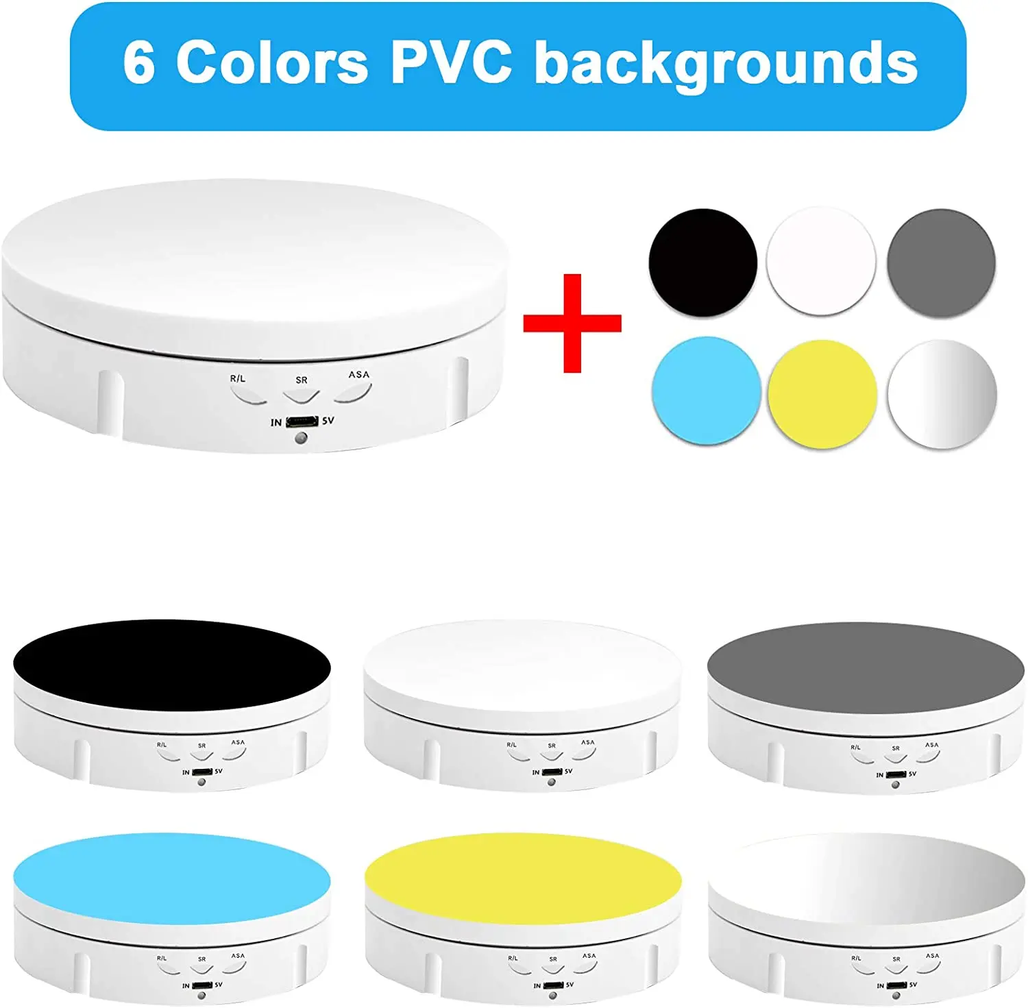 360 Degree Electric Turntable with Remote Control Rotating Display Stand 6 Colors Backgrounds Photography Turntable