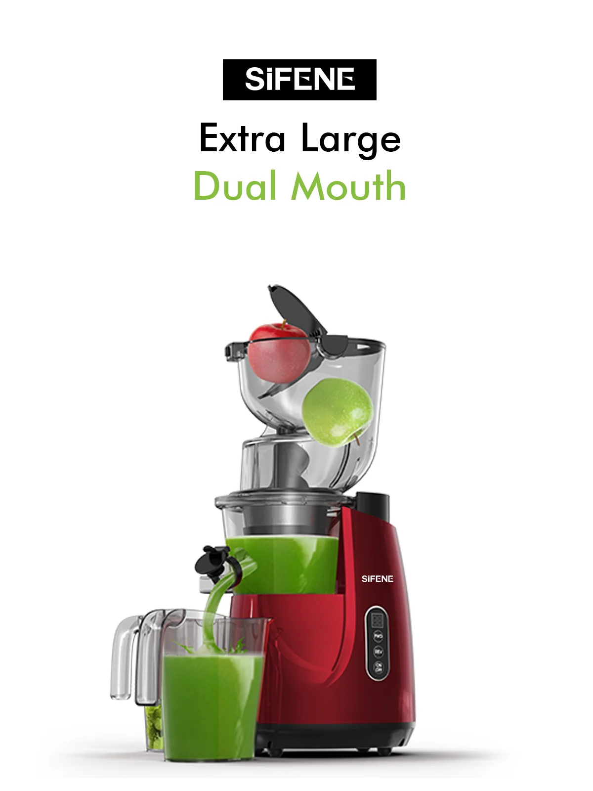 

Slow Masticating Juicer Machines with Big 3.3'' Chute, Cold Press Juicer Extractor for Fruits and Vegetables, Easy Clean, Red