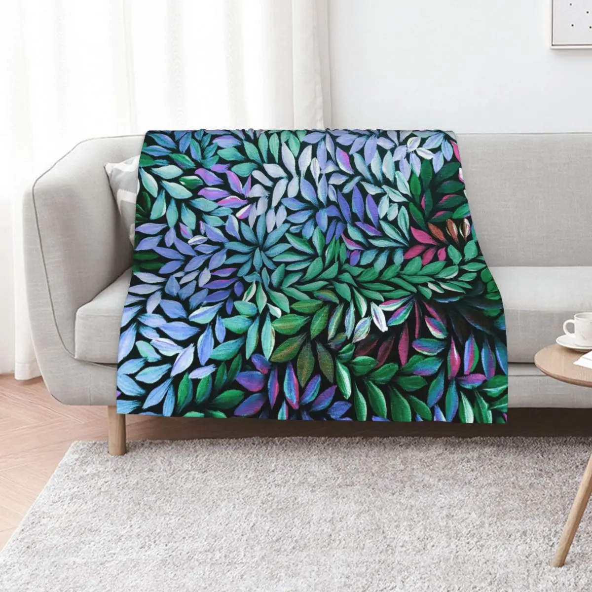 Australian Aboriginal Art Medical Leaves Pink Purple Turquoise Throw Blanket Soft Home Decor Blanket for Couch Bedroom