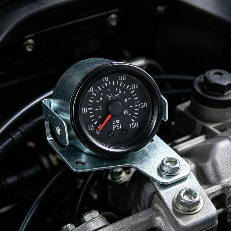 Direct Reading Oil Pressure Monitor 52mm Diameter With 12V Light For Automotive Dashboard