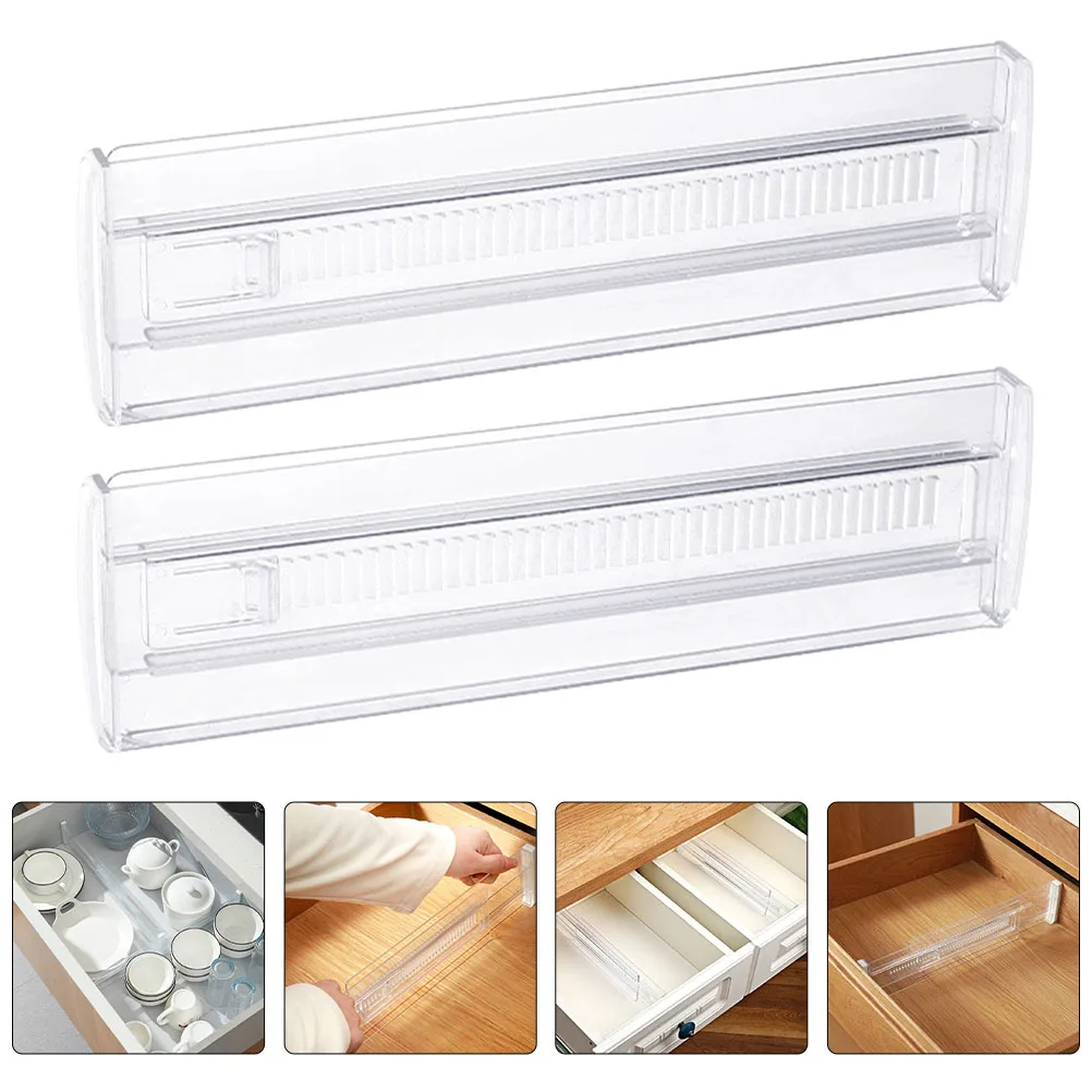 

2pcs Transparent Drawer Partition Board Retractable Adjustable Divider For Home Dorm Organization Multi-Functional Storage