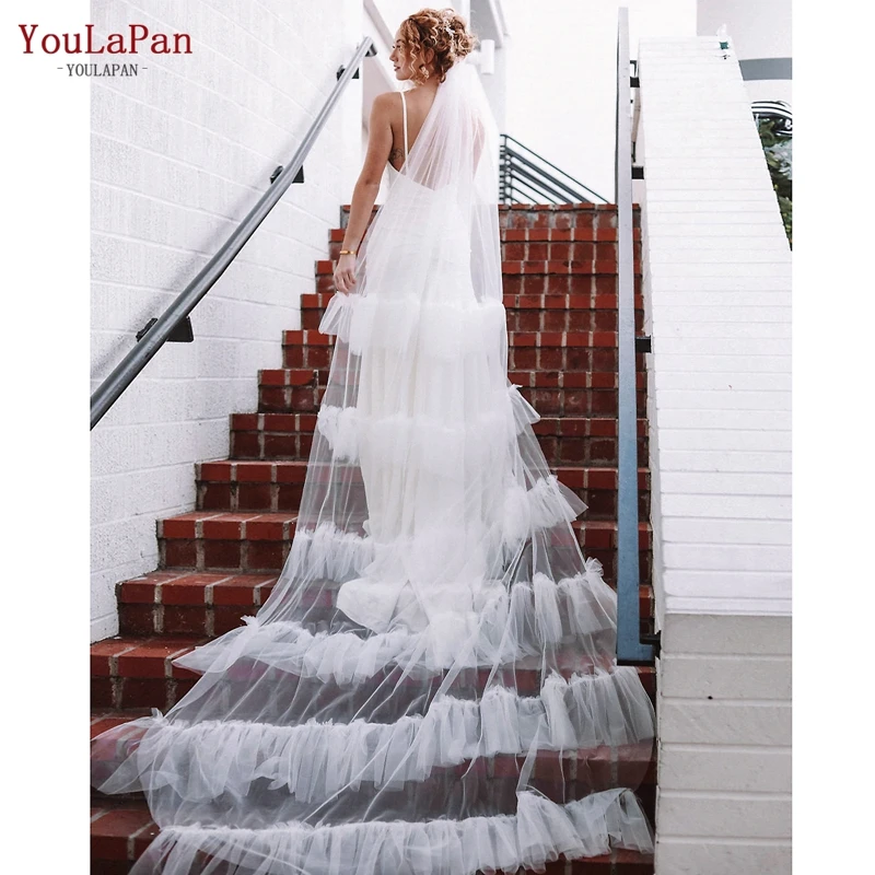 YouLaPan V117a fashion bridal veil layered ruffles soft tulle wedding veil magazine elegant wedding pamelas glamorous Veu