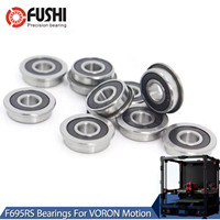 FUSHI F695 2RS Bearing 5*13*4 mm 10Pcs ABEC-7 Flanged Miniature F695 RS Ball Bearings F695RS For VORON Mobius 2/3 2/4 3D Printer