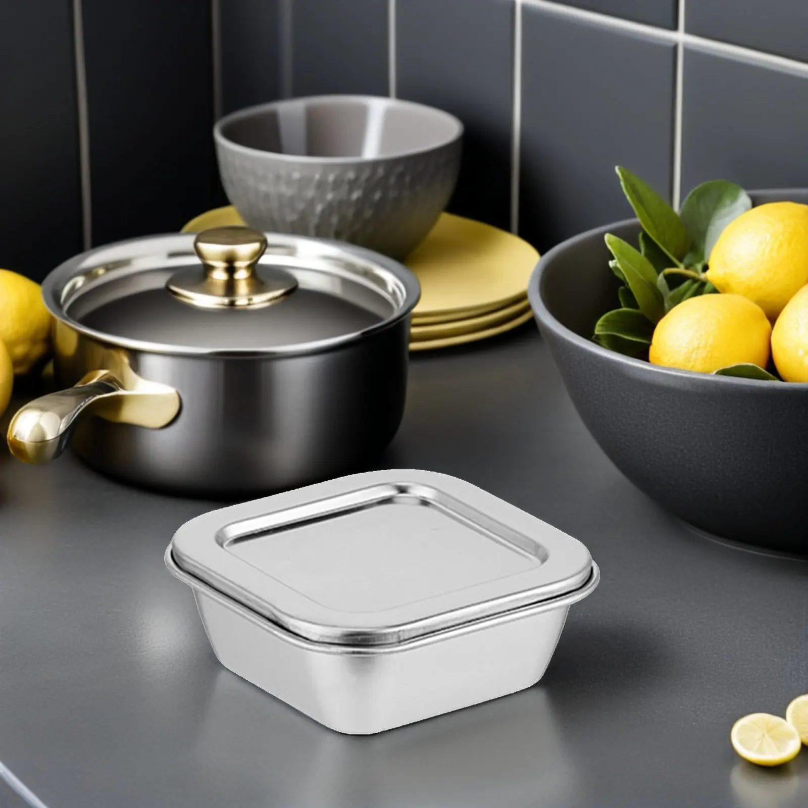4Pcs Stainless Steel Food Storage Containers Heavy Duty Polished Surface Spill Proof Sample Boxes for University Kindergarten
