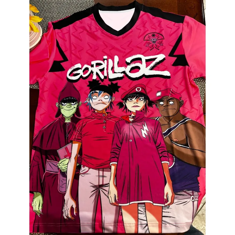 Men Women Gorillaz Four Character Cartoon Mesh Jersey, Y2K Virtual Band Hip Hop Streetwear, Family Matching Loose Sport Tee