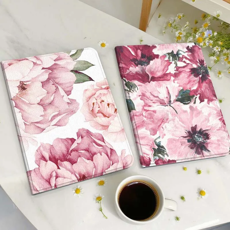 

Pink Peony Watercolor Painting Gift Tablet Case For Huawei Honor MatePad MediaPad Air 5 6 7 11 V6 V7 V8 V9 X9 X8 T10 T10s C5e T5