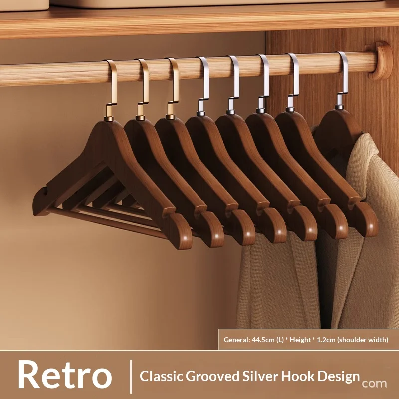 

Solid Wood Hangers Household Hooks Anti-Slip Pants Clamps Clothing Supports Wooden Racks for Home Organization