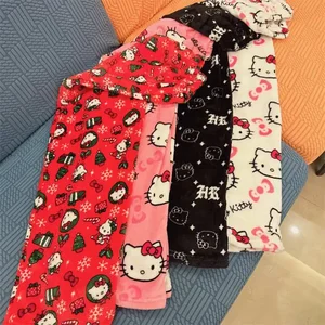 Celana Piyama Hello Kitty Tebal Sanrio Anime Fleece Celana Lembut Kain Elastis Ganda Celana Panjang Wanita Hadiah Ulang Tahun Kartun 8 celana piyama halloween hello kitty dengan penjualan terbaik - №