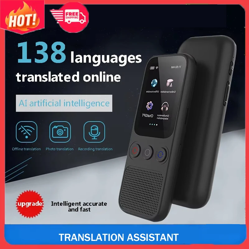 Language Translator Offline Voice Photo Translation WiFi Portable Translator 138 Languages Translator Device for Travel Business