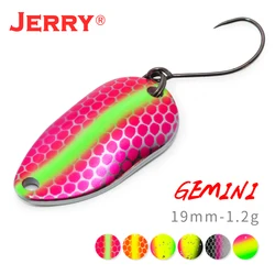 Jerry Gemini 1pc Spinning Fishing Micro Spoons Area Trout Wobble UV Colours Metal Lures Glitters Bait Wholesale