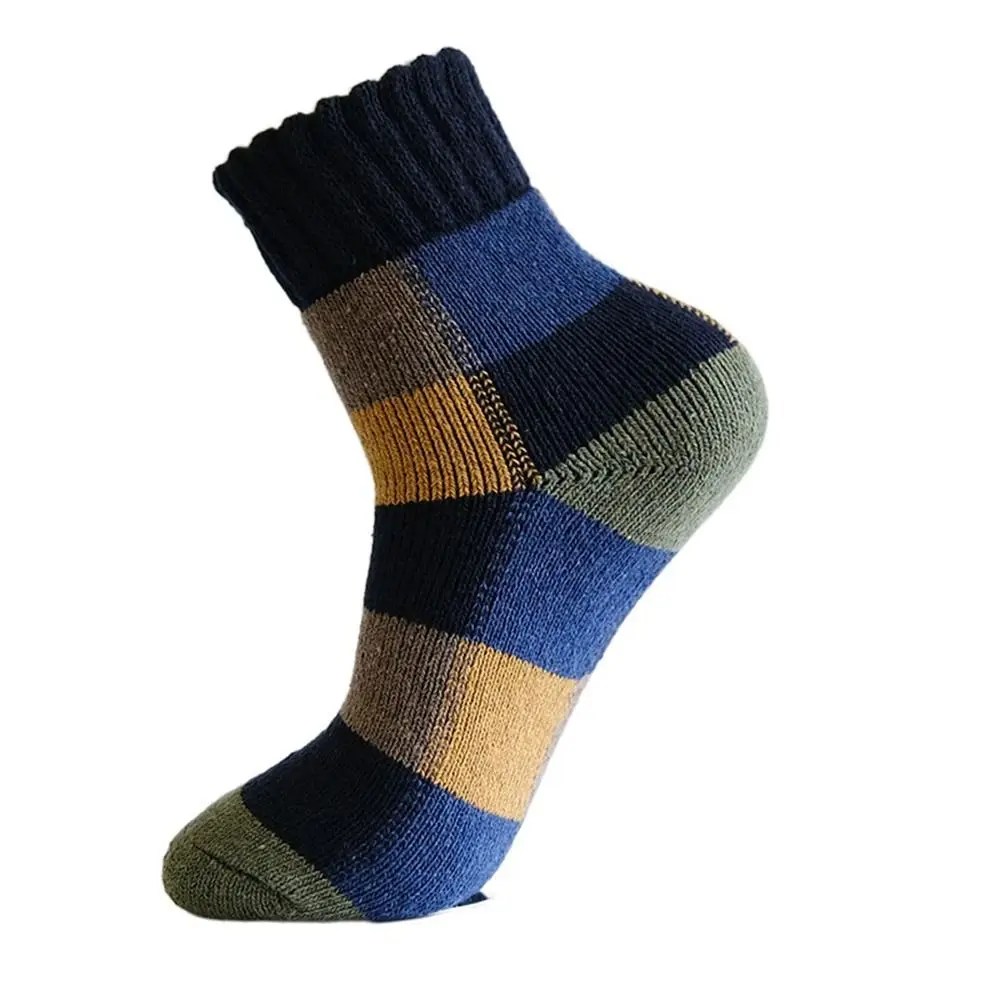 Comfortable Simple For Male  Socks Towel Socks Home Lattice Socks Middle Tube Socks Men Hosiery Wool Socks