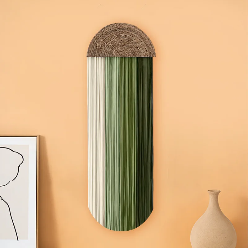 Nordic Wall Tapestries Tassel Semi-round Shape Cotton Rope Hand Woven Tapestries Modern Wall Ornament Living Room Decoration