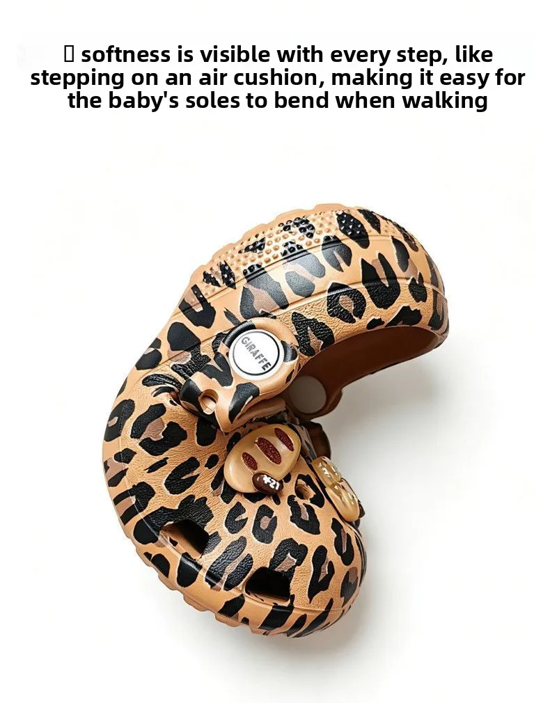 2026 Sommer-Trend Leoparden-Clogs für Mädchen, Weiche EVA-Schuhe mit Bären-Deko, Ballerinas, Mädchen-Strand-Mary-Jane-Sandalen, Hausschuhe – Detail 11