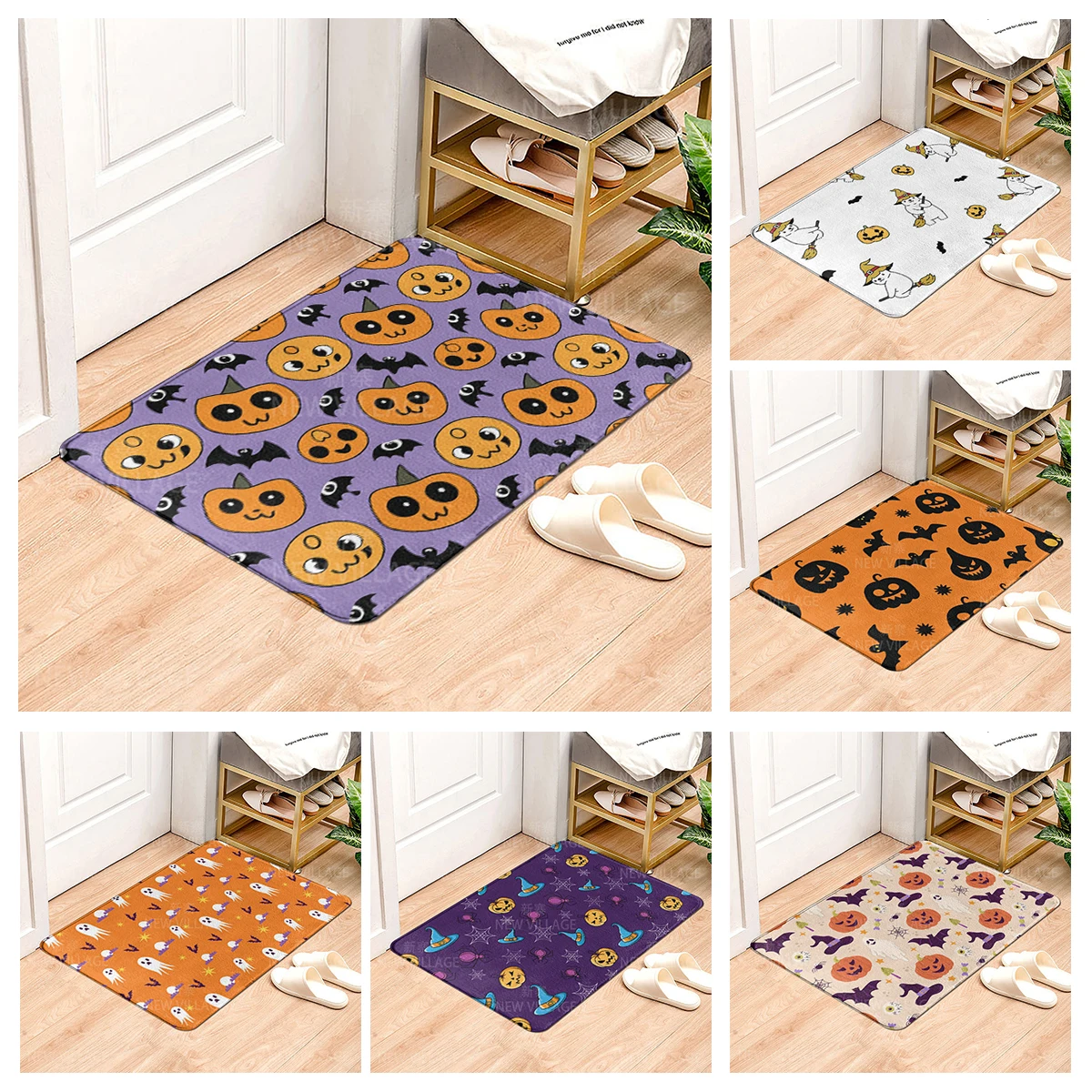 House entrance carpet Home door mat Living Room Bath Foot bathroom non-slip water absorption rugs bath Halloween Autumn Pumpkin