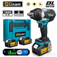 Gisam 1800N.M Torque Brushless Electric Impact Wrench 1/2 inch Screwdriver Cordless Wrench Power Tools For Makita 18V Battery