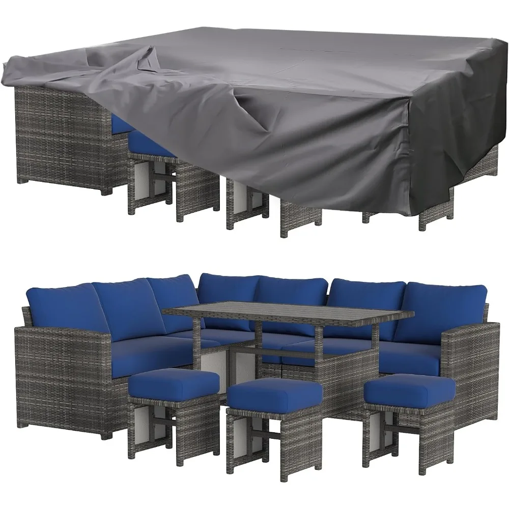 

U-MAX Patio Furniture Set with Waterproof Cover, 7 Pieces Outdoor Sectional Sofa Conversation Set All Weather Wicker Rattan Couc