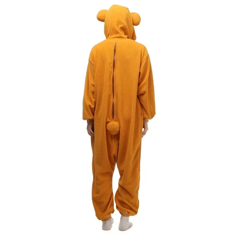 성인 폴라 플리스 Kigurumi Rilakkuma 코스프레 의상 동물 Onesies 잠옷 할로윈 카니발 가장 무도회 파티 점프 슈트