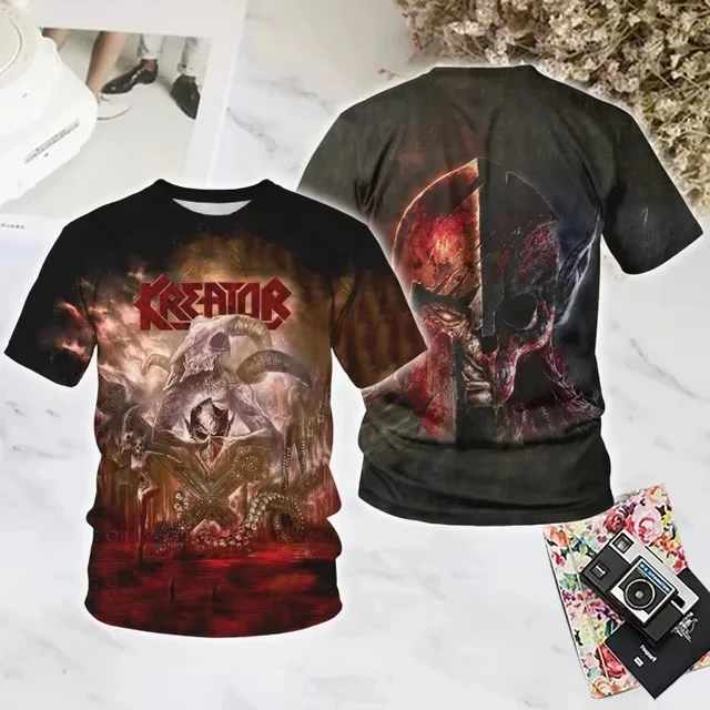 

Men T-shirt Rock Band Kreator 3d Print T shirt Tops Womens Sports Large size Hip Hop Tops Tees Summer Tshirt Kids Clothes Album