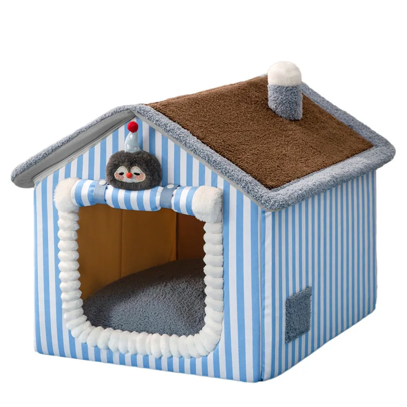Now New Winter Kennel Thickened Pet Korean House Semi-Enclosed Luxury Villa Removable Cat Nest