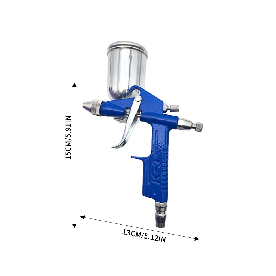 Cunqi K-3 Mini Pneumatic Gravity Feed Spray Gun, 0.5mm Copper Nozzle, Copper Cap, 100ml, Hvlp High Atomization Painting Spray Tool