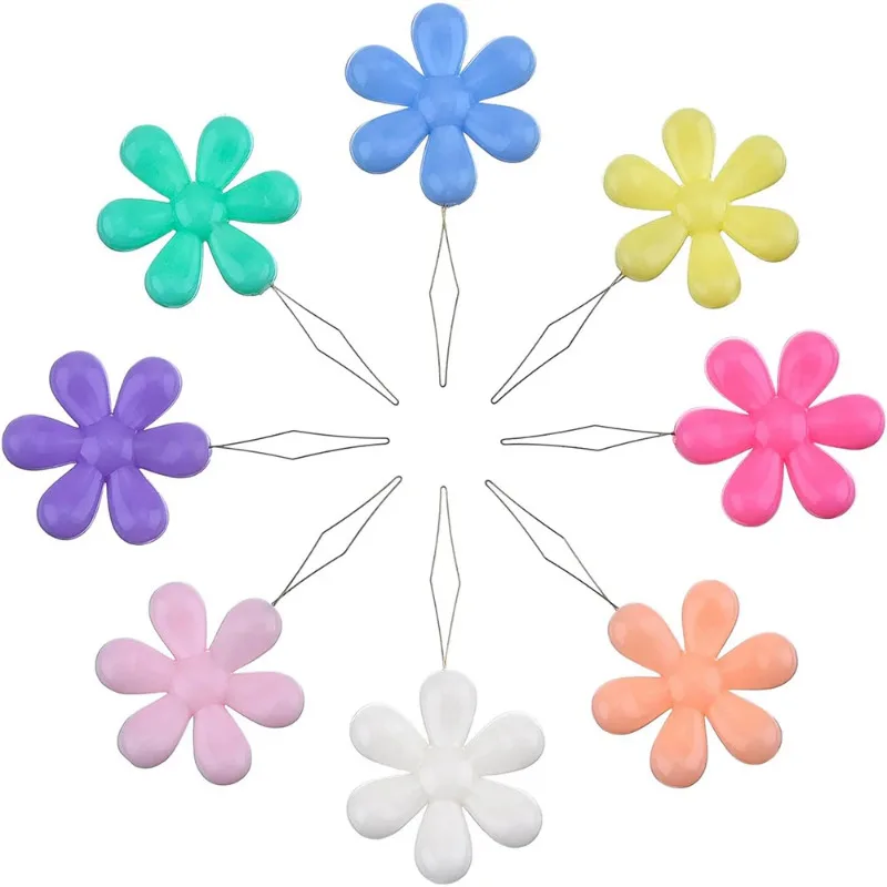 5-100 PCS Random Color Flower Head Needle Threader Elderly Easy Threader Needle Device For Hand Sewing Cross Stitch Sewing Tools
