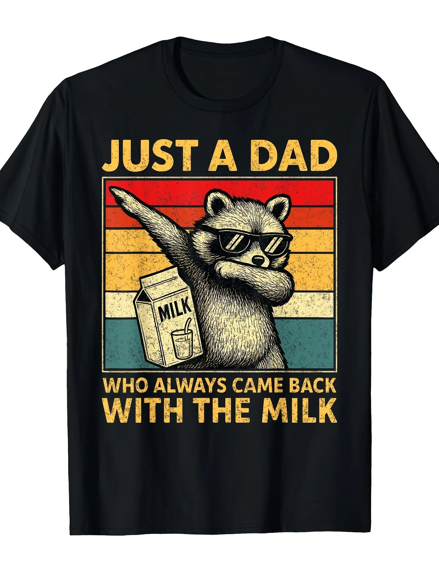 Top PickLocalJust a Dad, Always Comes Back Funny Round Neck T-Shirt for Men Father's Day, Fashionable Print, Casual and Comforta