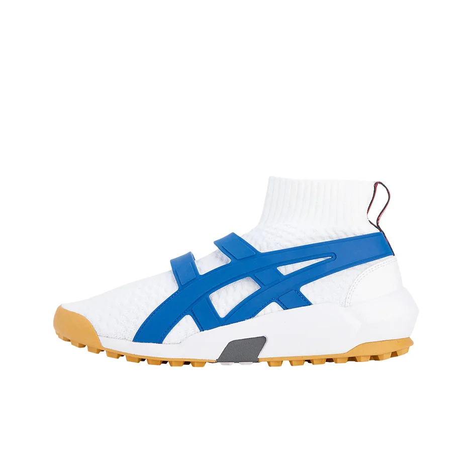 Onitsuka Tiger Knit Trainer Slip Resistant, Abrasion Resistant, Lightweight Mid top Casual Shoes Unisex White Blue 1183A418-100