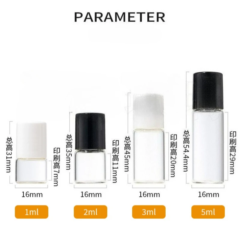 50 Stück 1/2/3/5ml Leere Glas-Rollflaschen mit Holzmaserung und Plastikkappe für Ätherische Öle, Nachfüllbare Parfümflasche mit Rollkugel – Detail 2