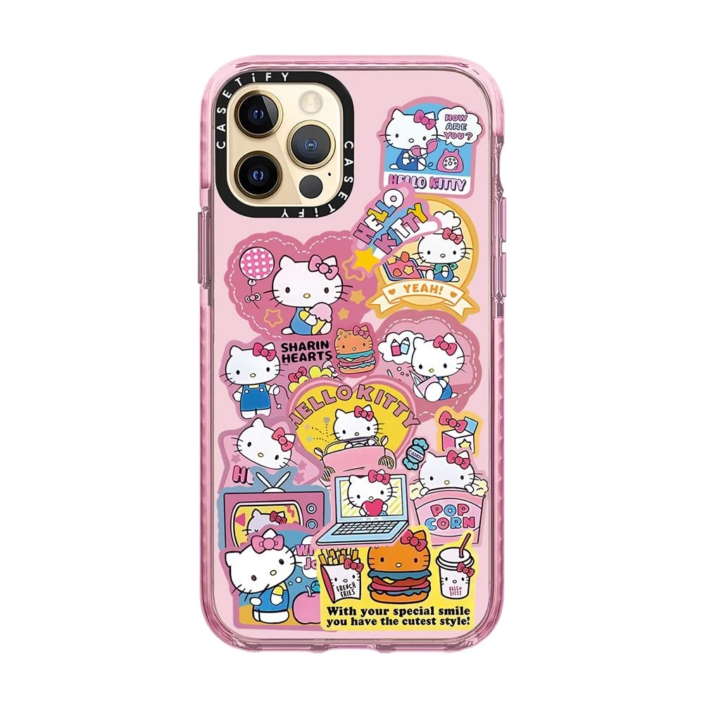 

Sanrio Hamburg Hello Kitty Phone Case For iPhone 15 14 13 12 11 ProMax X XS XR 7 8 Cute Silicone All-Inclusive Protective Case