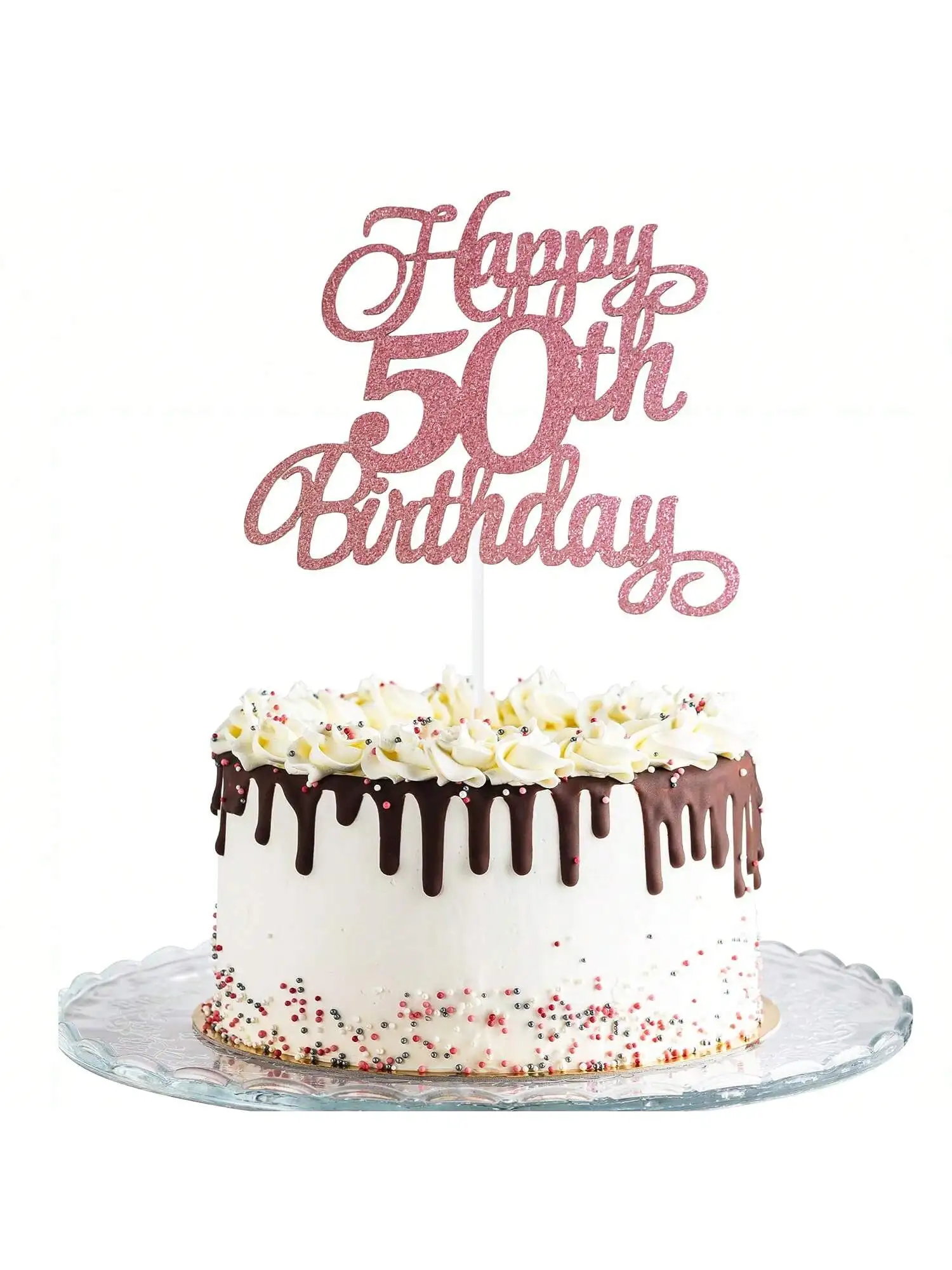 1 Stück Schwarzgold Happy 10 Birthday Cake Topper 10th 20th 30th 40th 50th 60th Loves & Wishes Partydekorationen für die Geburtstagsfeier – Detail 32