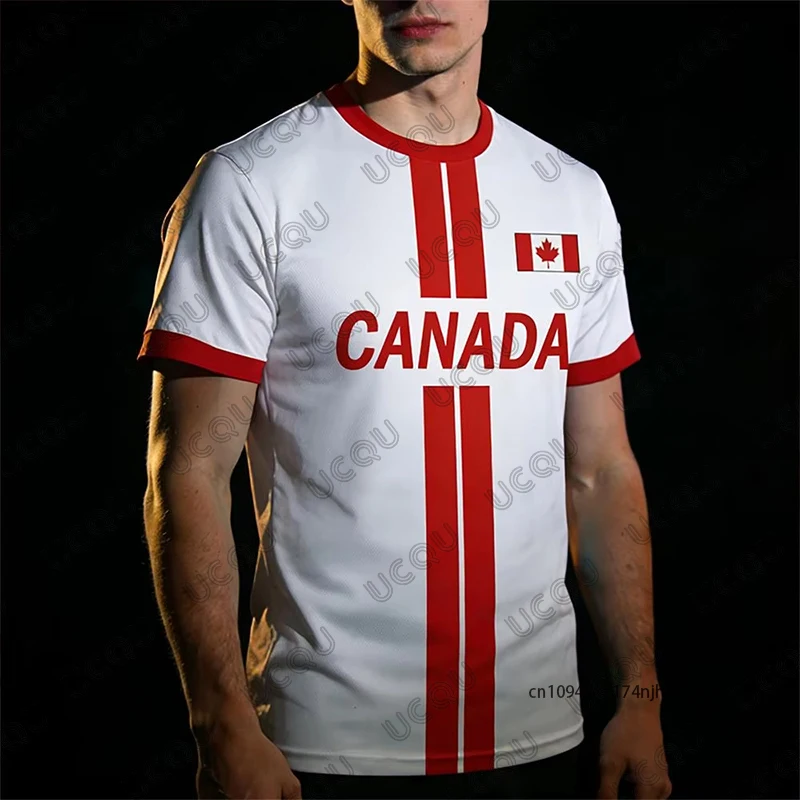 Summer New Canada Flag Graphic Football Men's T-shirt Outdoor Sports Quick Dry Short Sleeve Tees Casual Clothes Kids/Adult Tops