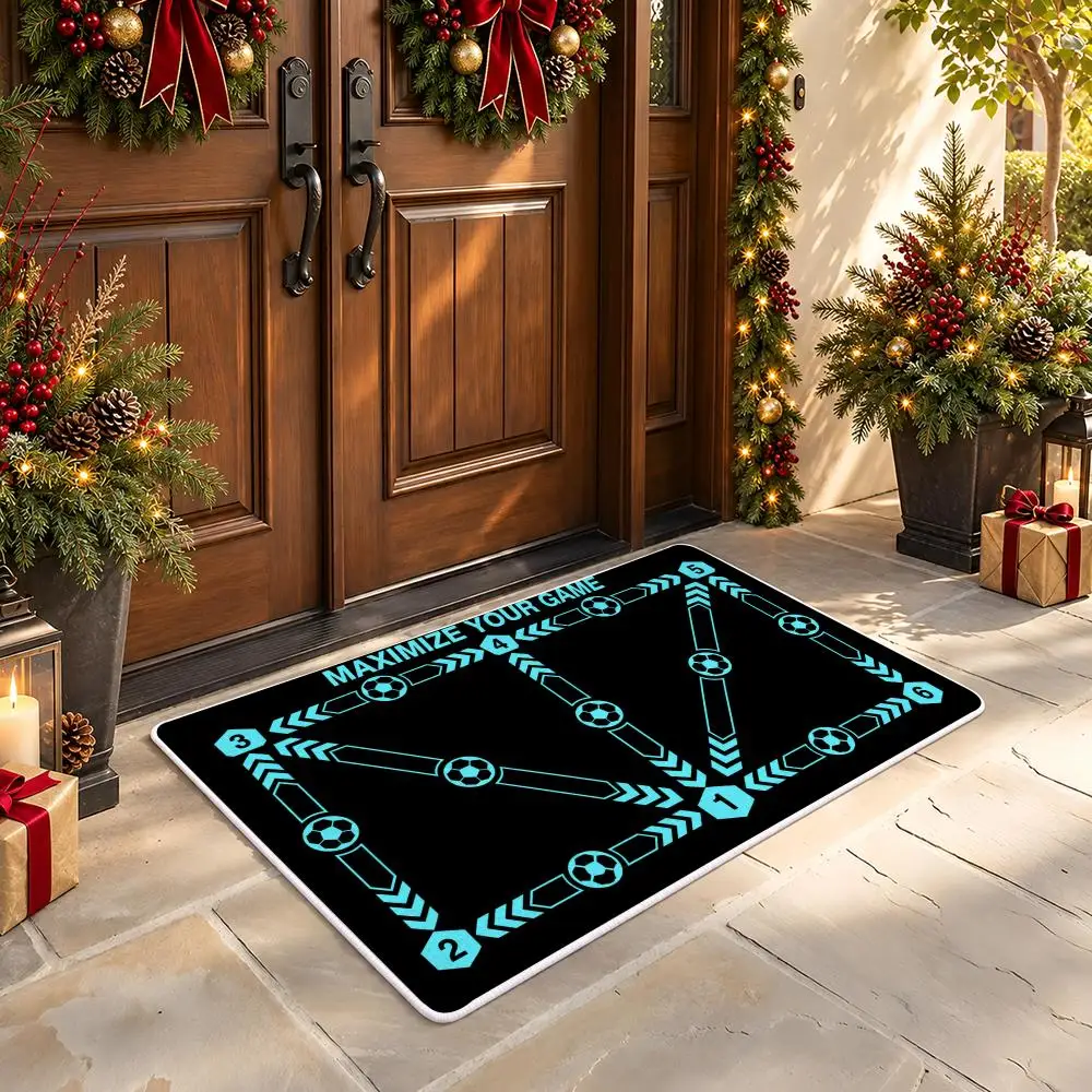 Soccer Agility Floor Mat Soft Flannel Floor Mat Cloud Feel Non-slip Bath Rug Machine Washable Foam Carpet Door Mat 3