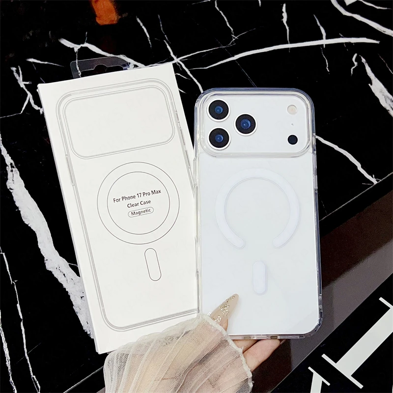 Für Magsafe Magnetische Drahtlose Lade Klare Telefon Fall Für iPhone 17 Air 16E 15 14 13 12 11 XS pro Max Mini Plus Mit Verpackung