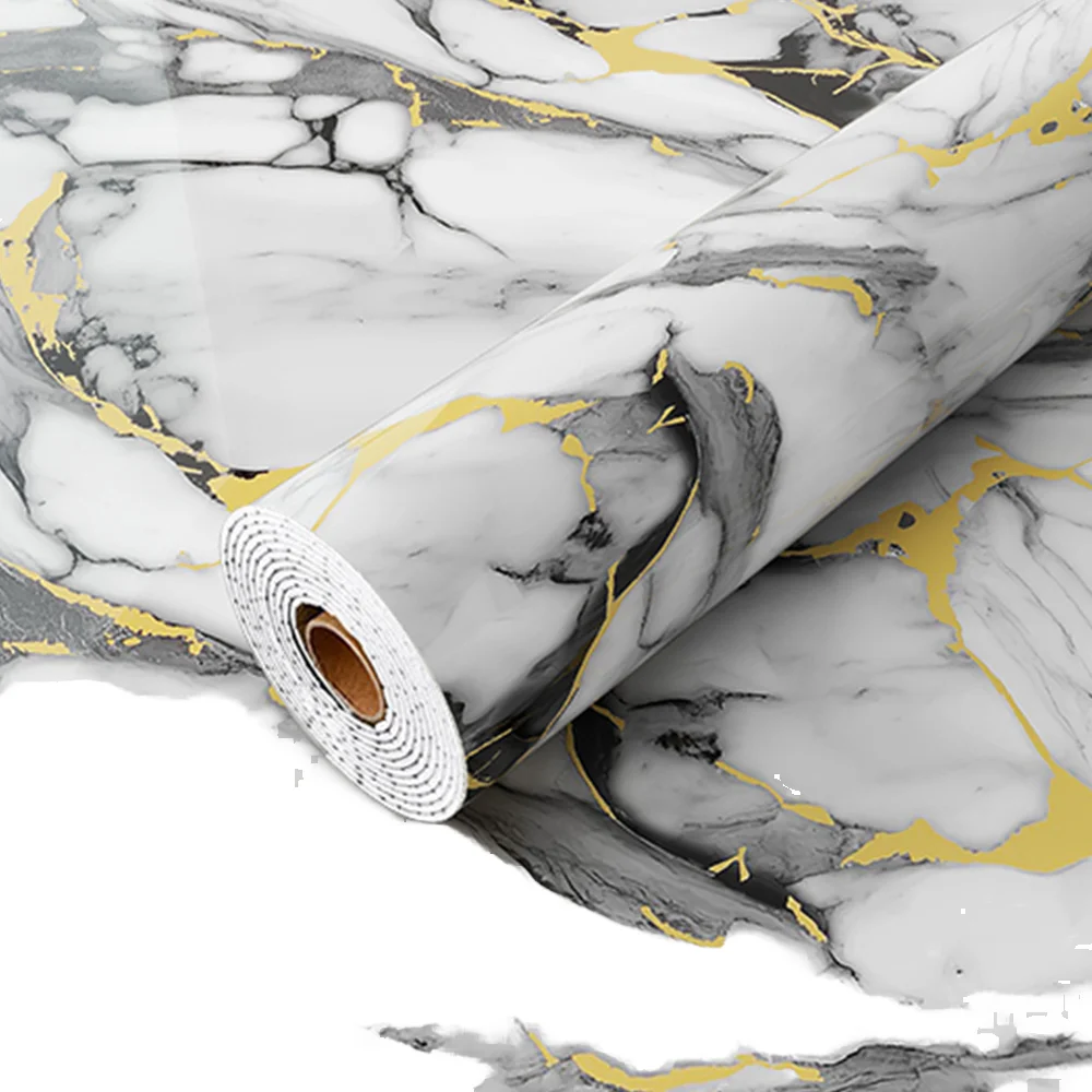

Modern Geometric Self-adhesive Waterproof Marble Wallpaper Rolls Oil-proof For Home Kitchen Hotels Fireproof