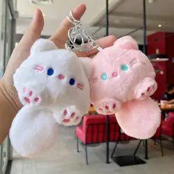 Cat Keychain White Cat Plush Keychain Cute Cat Plush Keychain Pendant with Squeaker Adorable Anime Kitten Stuffed Toy for Girls