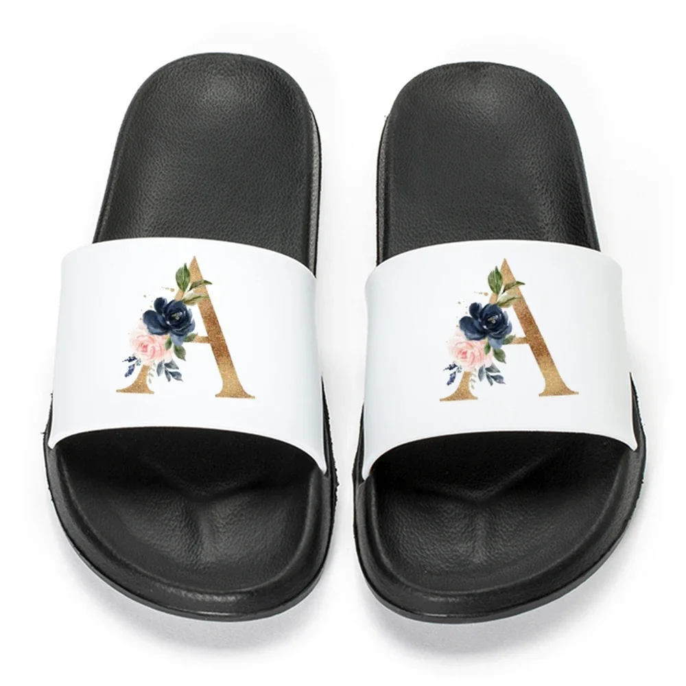 2024Letters Printed Women Slippers Slippers Summer Sandals Non-Slip Flat Beach Shoes Girls Bathroom Flip Flop Indoor Slipper