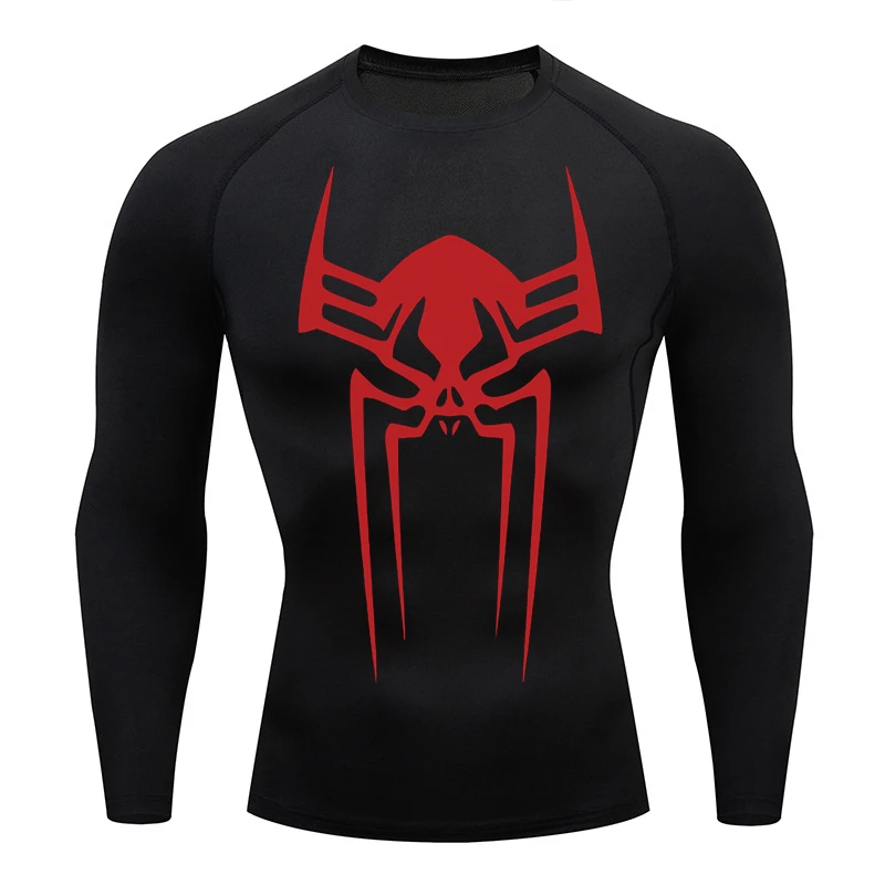 Spider Graphic Compression Shirts for Men Gym Workout Rash Guard Athletic Undershirts Baselayers Summer Quick Dry Tshirt Tops