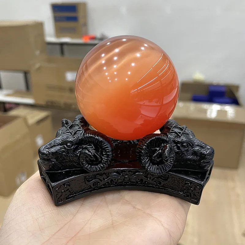 Satan Ram Horn Gothic Crow Six Pointed Star Ram Skull Statue Resin Crafts Ornaments Crystal Ball Base Home Decoration