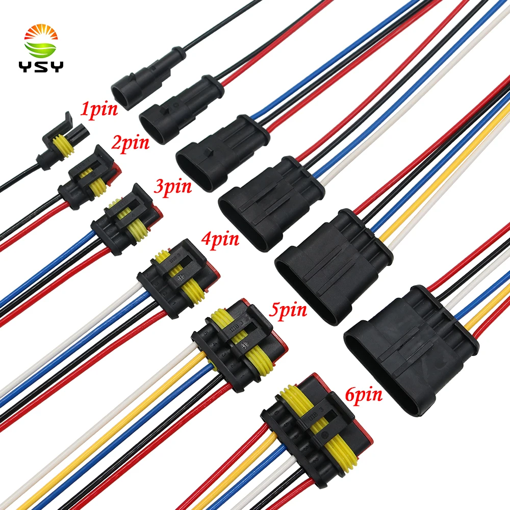 1set AMP 1P 2P 3P 4P 5P 6P Seal Waterproof Electrical Auto Connector Male Female Plug with Wire Cable harness for Car Motorcycle