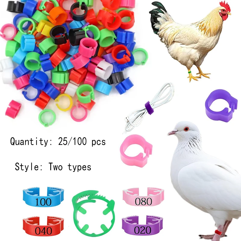 Chicken Foot Rings Label Buckles Plastic Adjustable Poultry Leg Buckles Ratchet Clip Digital Duck Pigeon Goose Farm Feed Tool