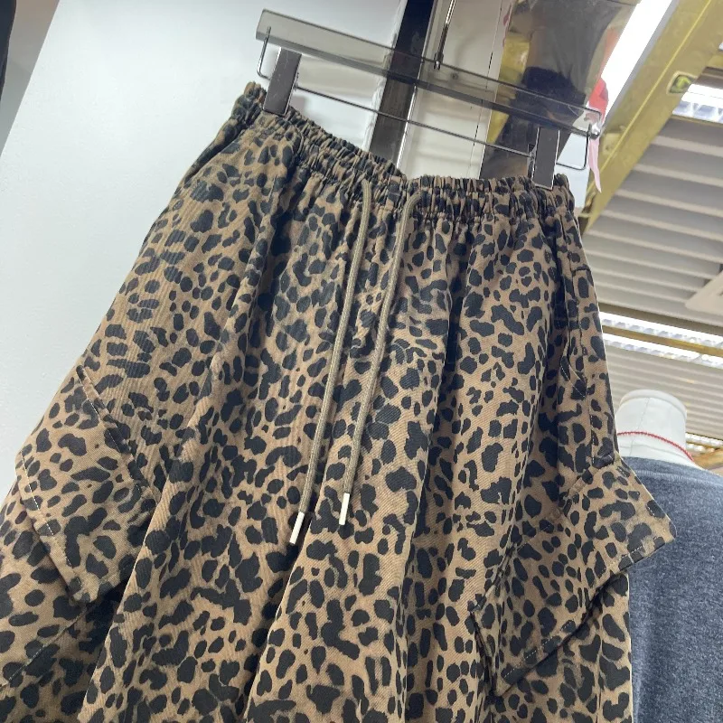 American Retro Leopard Print Casual Pants Women's Autumn New Design Loose Fit Slimming Straight Wide-Leg Floor-Length Trousers