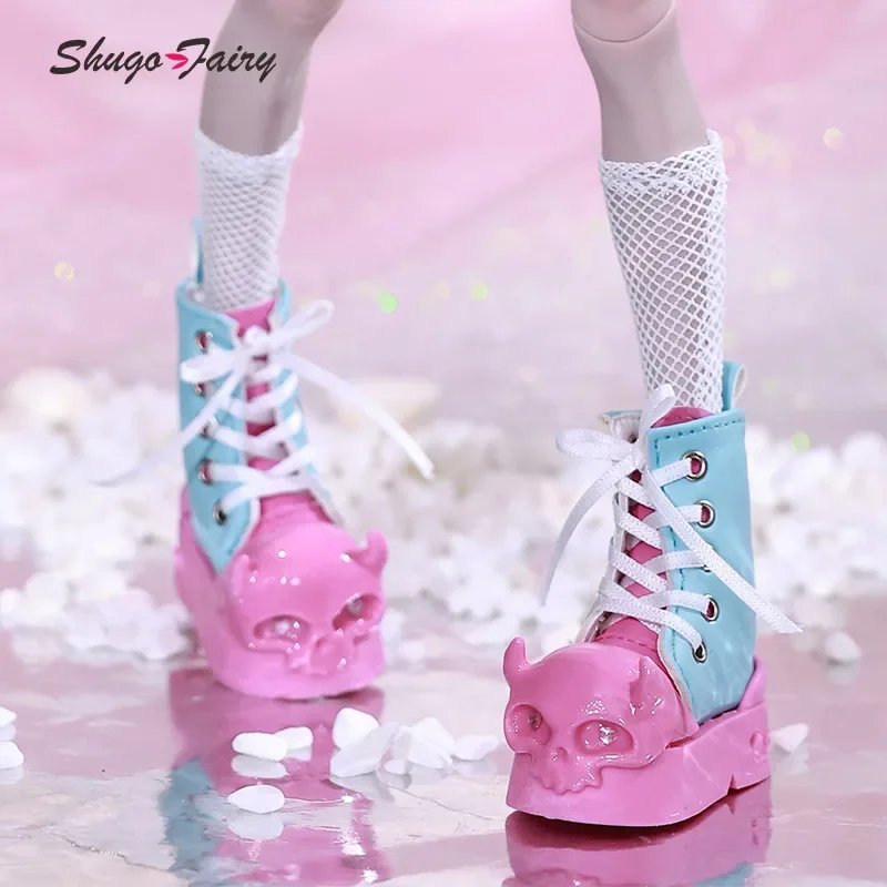 Shuga Fairy Halloween BJD Shoes for 1/4 Mini Toy stivali alti colori neri e rosa scarpe per UNA BJD accessori WX4-299