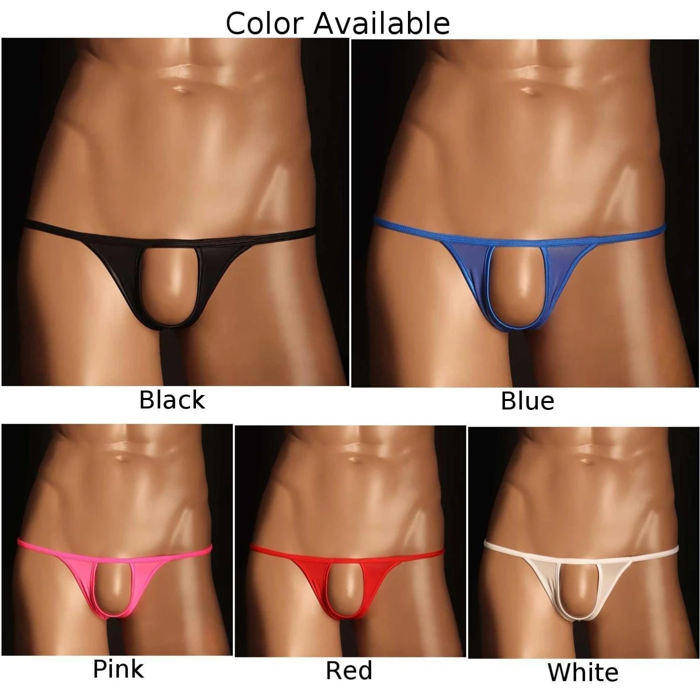 Sexy Men\'s Open Pouch Thong Panties Breath Ice Silk Briefs Low-Rise T-Back Underwear Open Jock Strap Homme Erotic Lingerie New