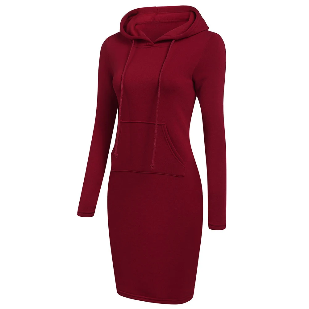 Sweatshirt Dress Trendy Pullover Above Knee Chic Shrinkable Cuffs Women Hoodie Dress for Work