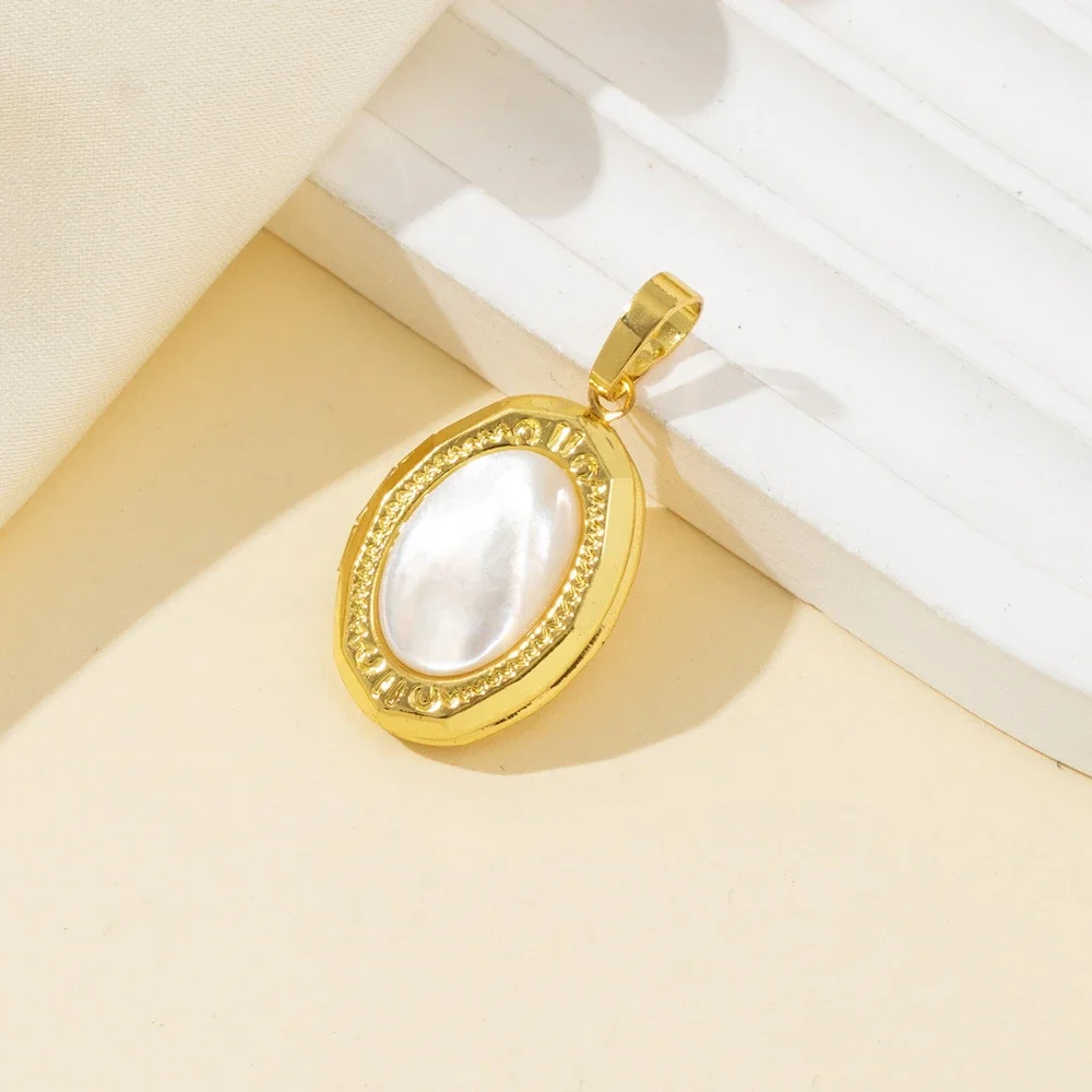 1 قطعة 16.5x30 مللي متر قذيفة الطبيعية البيضاوي الذهبي اللون ملفوفة قلادة جالبة للحظ لصنع عقد دي اي واي أقراط مجوهرات اكسسوارات