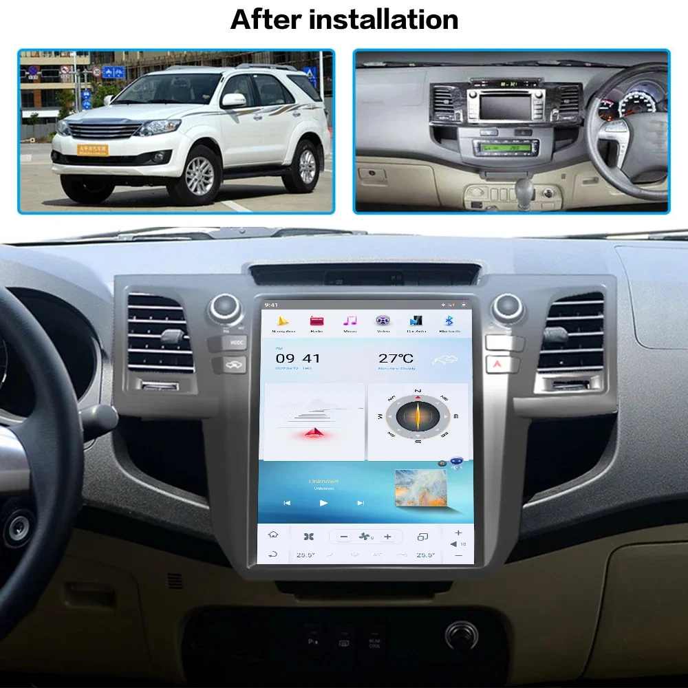 For Toyota Fortuner 2007-2015 Android 12 8G 256G Qualcomm 665 Tesla Screen Car Auto Stereo radio Multimedia Auto Gps Navigation