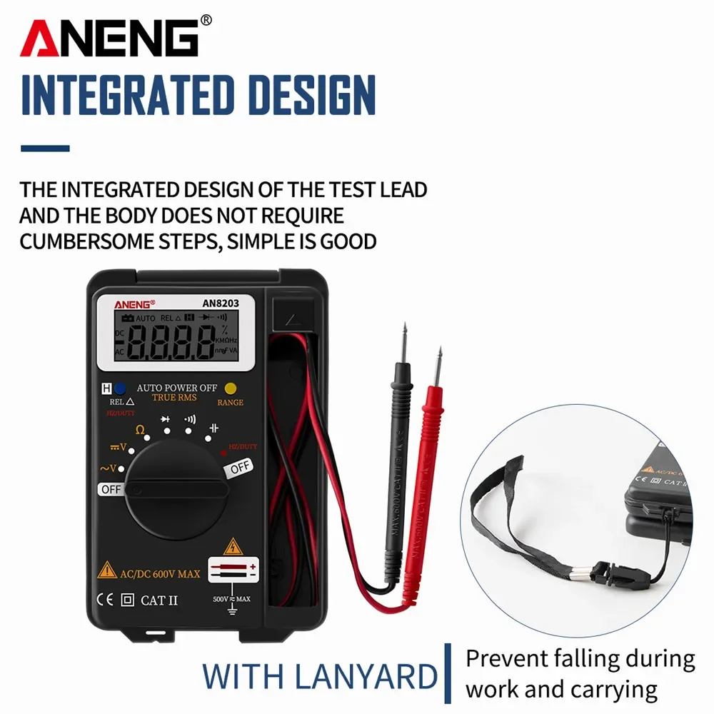 ANENG AN8203 mini profesionál digitální multimetr 4000 počítá oprávněný RMS střídavého ampérmetr elektrické napětí baterie tester elektrická kapacita krunýř měřič